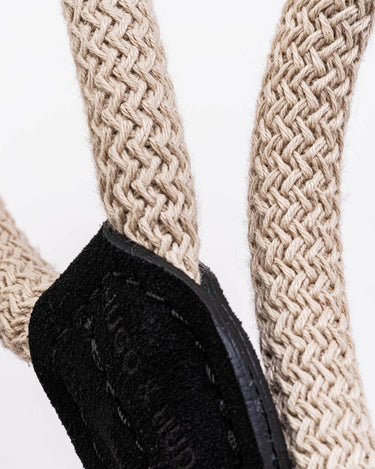 Rope and Suede Leather Dog Lead - Black Pattern