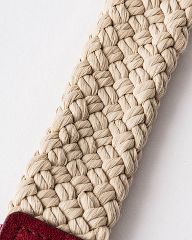Flat Rope and Leather Dog Lead - Burgundy Pattern