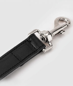 Padded Leather Dog Lead - Black and Brown Hook