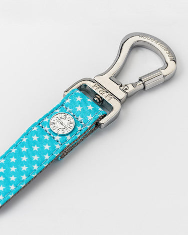 Fabric Dog Lead - Turquoise Star Hook