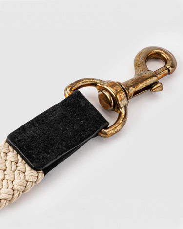 Flat Rope and Leather Dog Lead - Black Hook