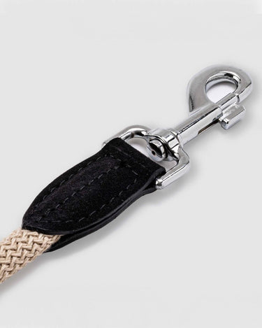 Rope and Suede Leather Dog Lead - Black Hook