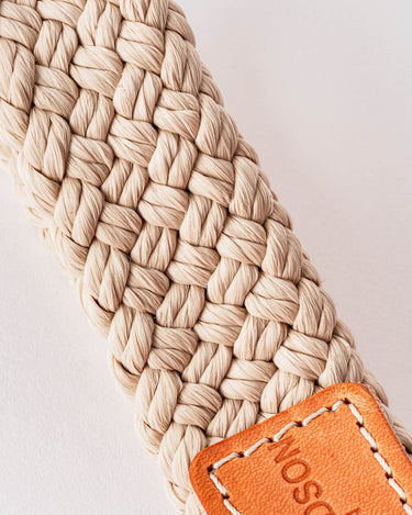 Flat Rope and Leather Dog Collar - Tan Pattern