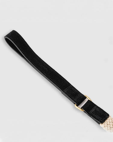 Flat Rope and Leather Dog Lead - Black Handle