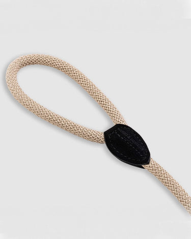 Rope and Suede Leather Dog Lead - Black Handle