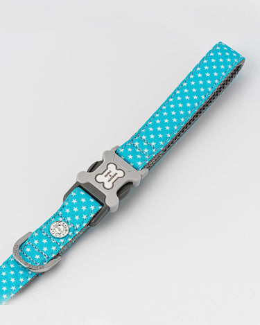 Fabric Dog Lead - Turquoise Star Buckle