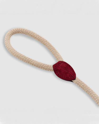 Rope and Leather Dog Lead - Burgundy Handle