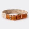 Flat Rope and Leather Dog Collar - Tan