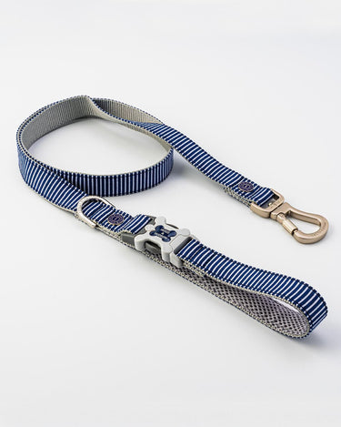 Striped Navy Fabric Dog Lead Hugo Hudson London