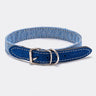 Fabric and Suede Leather Dog Collar - Blue