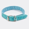 Fabric and Suede Leather Dog Collar - Light Blue