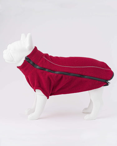 Cosy Warm Fleece Dog Jacket - Burgundy