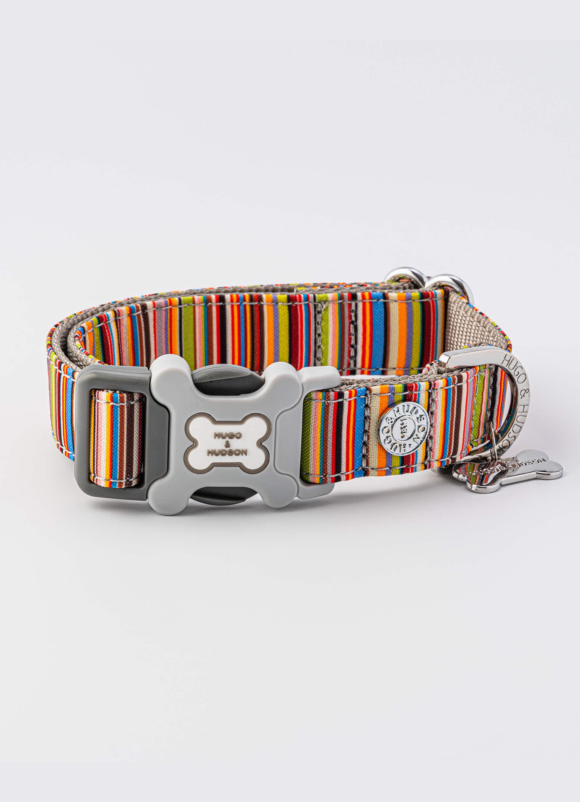 Fabric Dog Collar Striped Multicolor Hugo & Hudson London