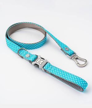 Fabric Dog Lead - Turquoise Star