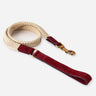 Flat Rope and Leather Dog Lead - Burgundy