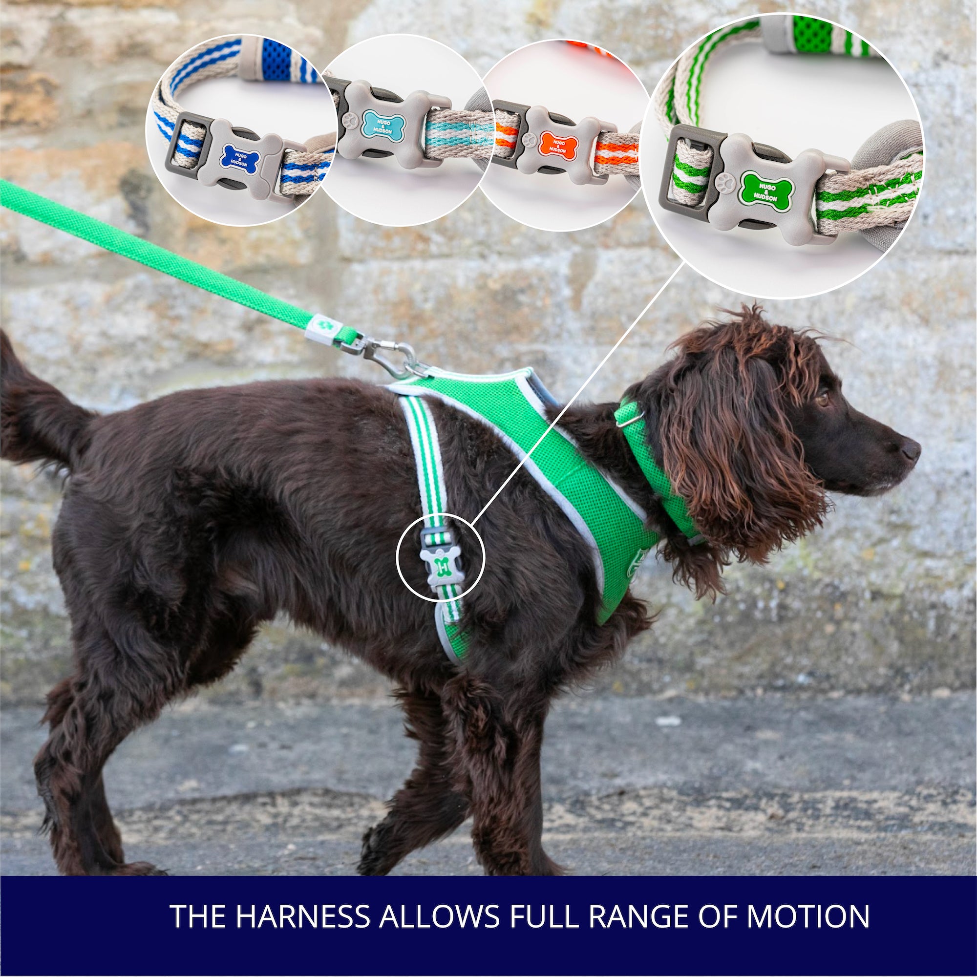 Mesh Dog Harness Navy Hugo & Hudson London