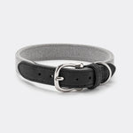 Denim and Leather Dog Collar - Grey and Black
