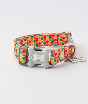 Hundehalsband aus Stoff – geometrisch, mehrfarbig