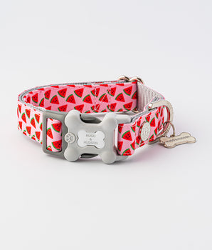 Hundehalsband aus Stoff - Rosa Wassermelone