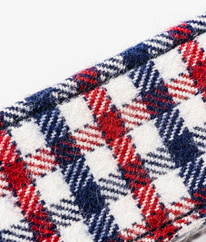 Fabric Dog Collar - Checked Navy and Red