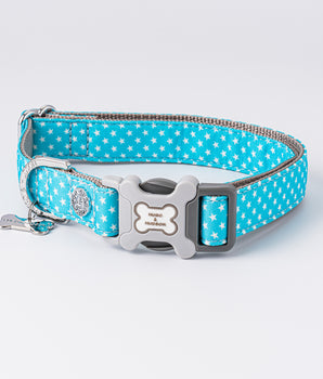 Fabric Dog Collar - Turquoise Star