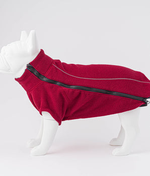 Cosy Warm Fleece Dog Jacket - Burgundy