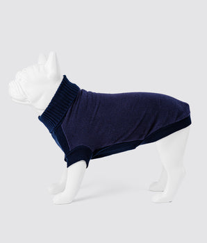 Fleece and Knit Dog Jumper - Navy