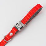 Fabric Dog Lead - Red and Coral Polka Dot