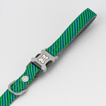 Fabric Dog Lead - Striped Navy and Green