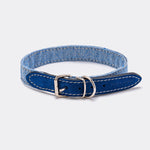 Fabric and Suede Leather Dog Collar - Blue