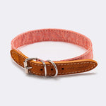 Fabric and Suede Leather Dog Collar - Orange