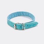 Fabric and Suede Leather Dog Collar - Light Blue