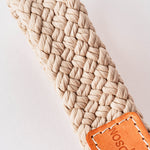 Flat Rope and Leather Dog Collar - Tan