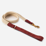 Flat Rope and Leather Dog Lead - Brown