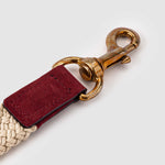 Flat Rope and Leather Dog Lead - Burgundy