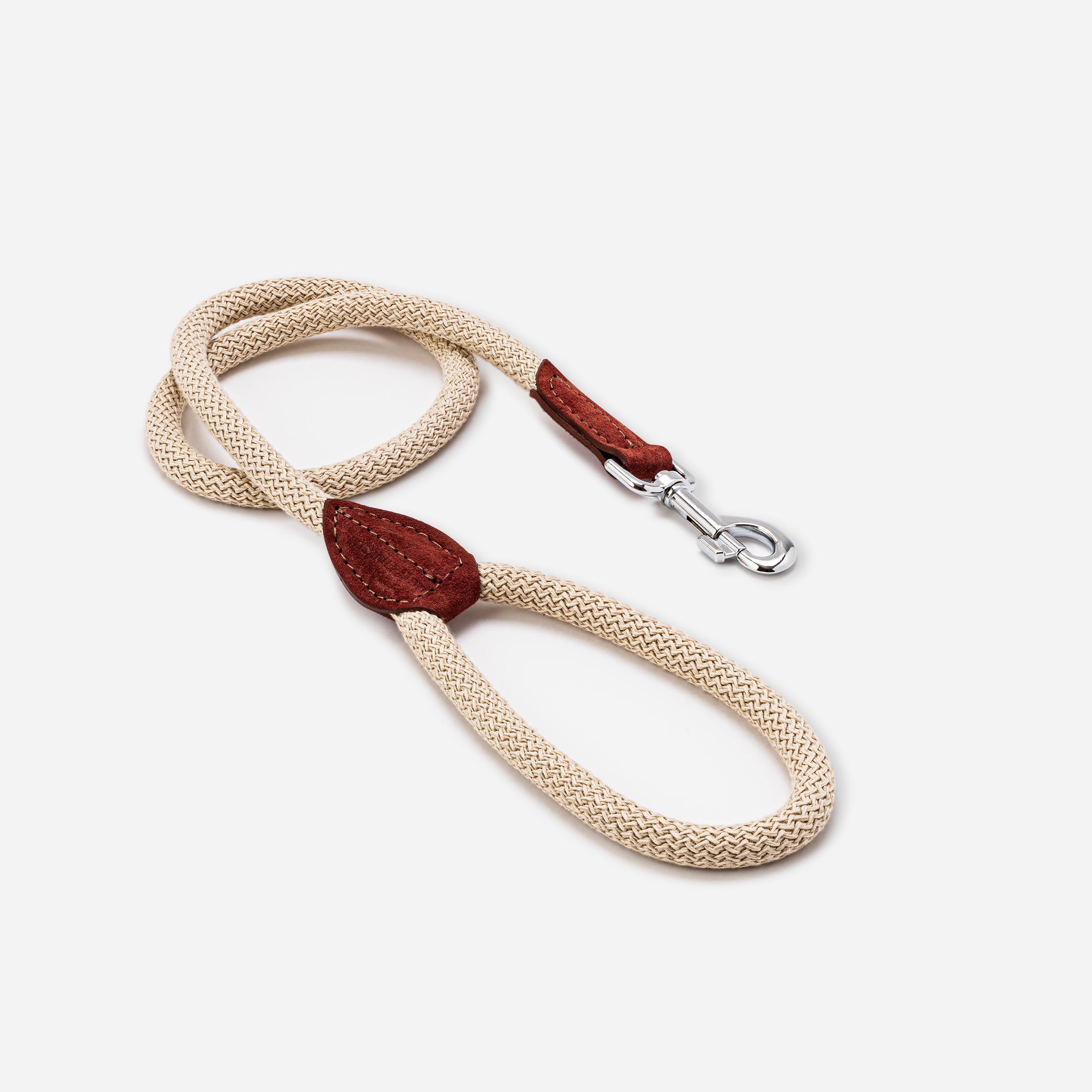 Rope and Suede Leather Dog Lead Brown Hugo & Hudson London