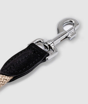 Rope and Suede Leather Dog Lead - Black
