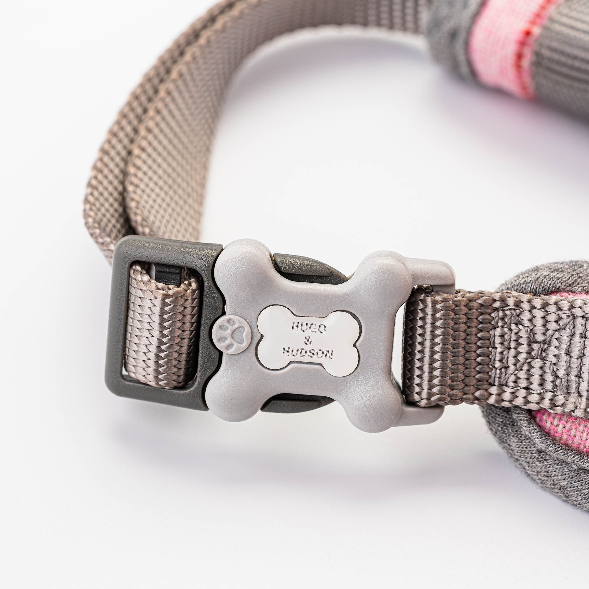 Tweed Dog Harness Pink Checked Hugo & Hudson London