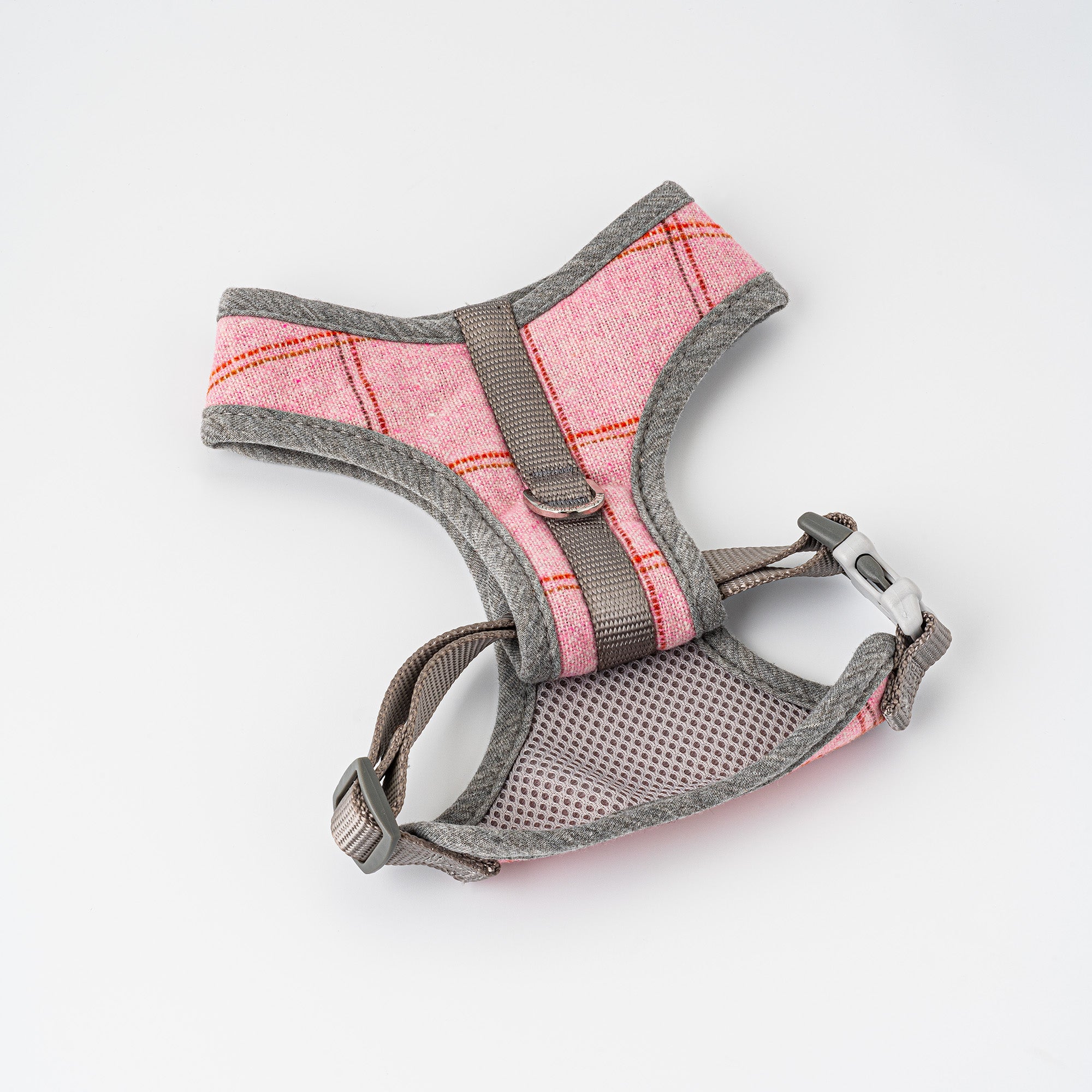 Tweed Dog Harness Pink Checked Hugo & Hudson London