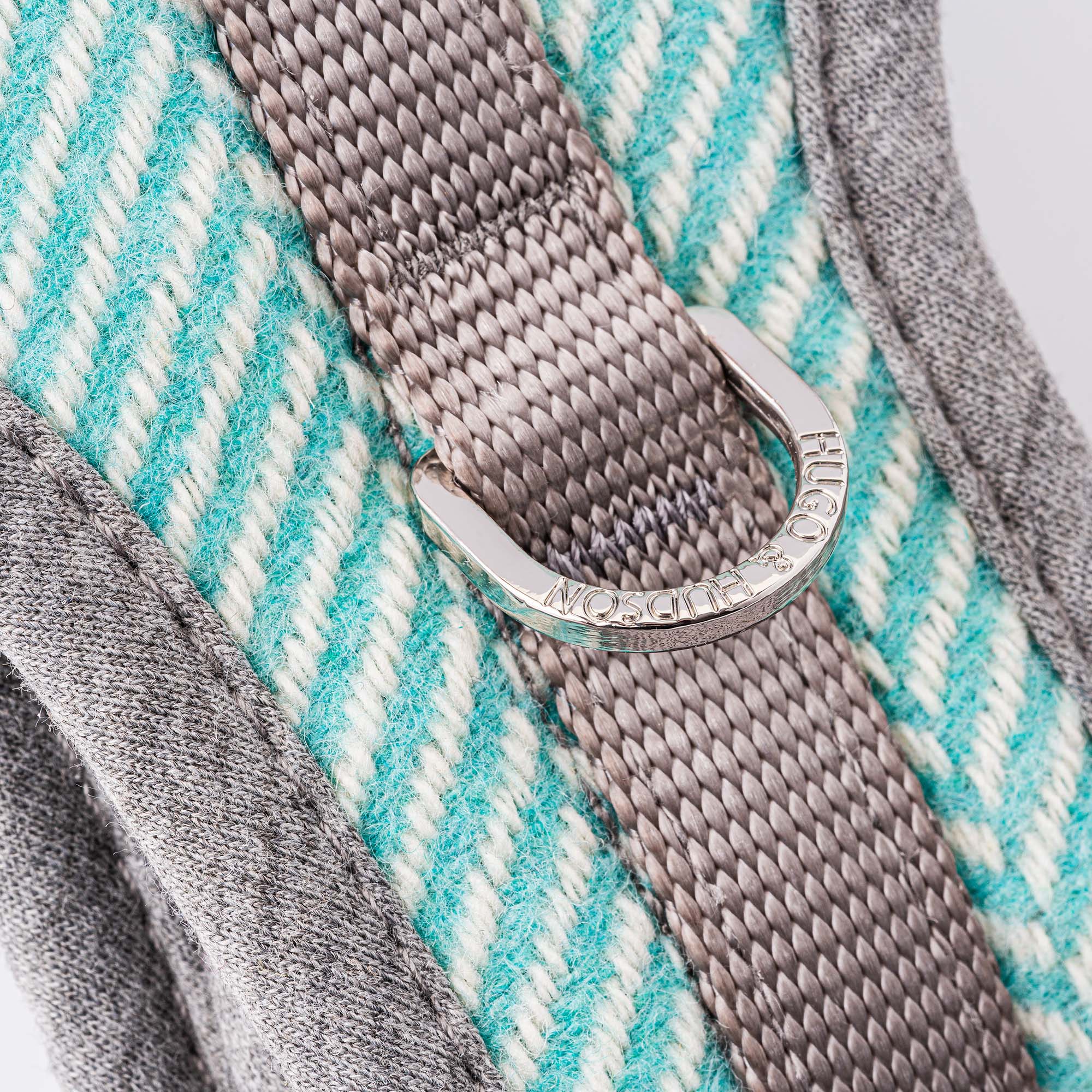 Tweed Dog Harness Aqua Herringbone Hugo & Hudson London
