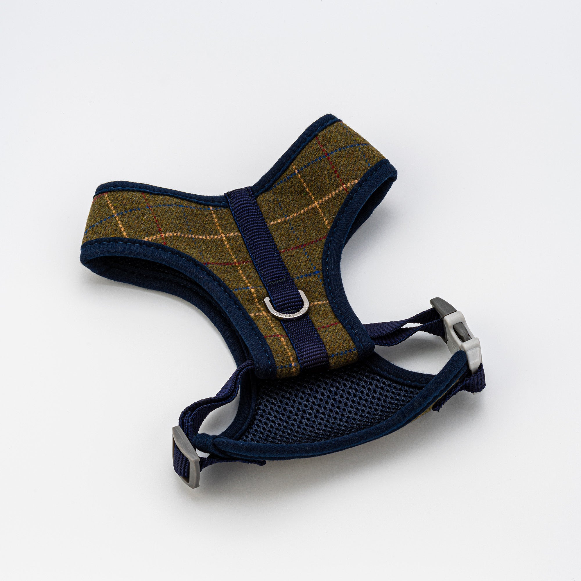 Tweed Dog Harness Dark Green Checked Hugo & Hudson London