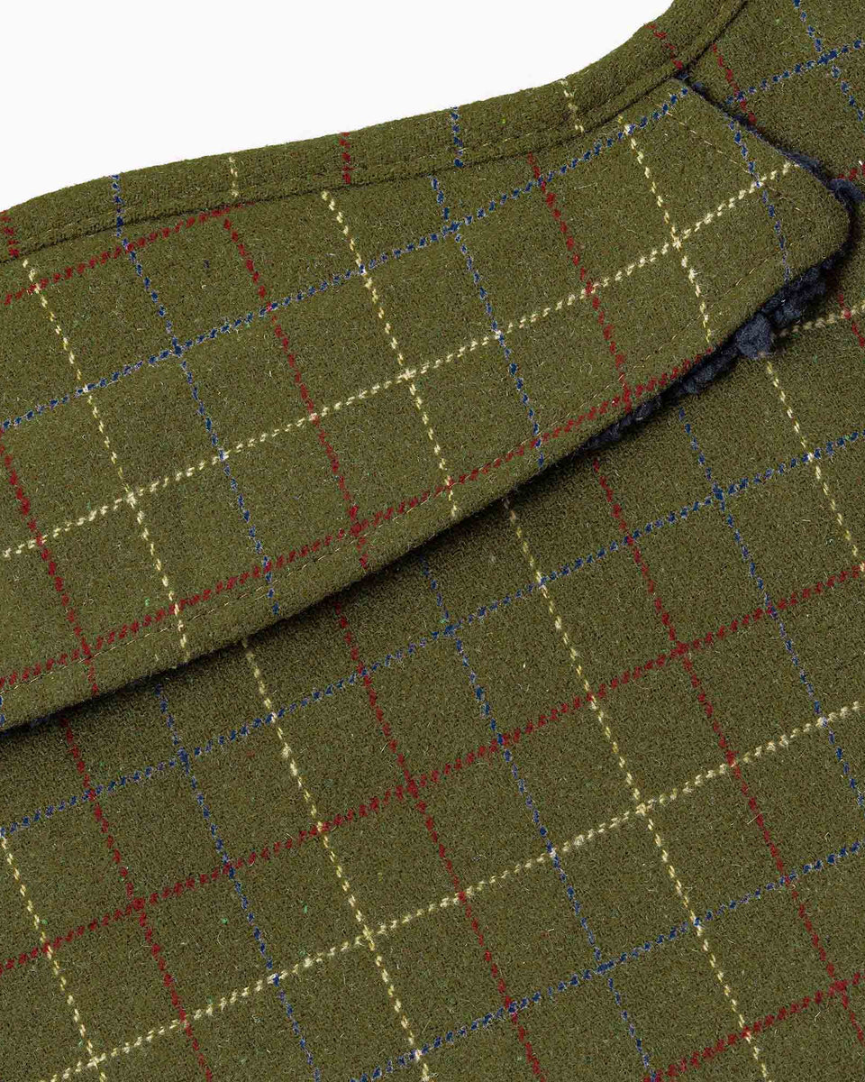 Tweed Fleece Dog Jacket Dark Green Checked Hugo & Hudson London