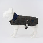 Tweed Fleece Dog Jacket - Grey Checked Herringbone