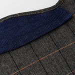 Tweed Fleece Dog Jacket - Grey Checked Herringbone