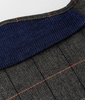 Tweed Fleece Dog Jacket - Grey Checked Herringbone