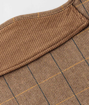 Tweed Fleece Dog Jacket - Caramel Checked Herringbone