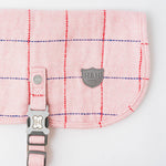 Tweed Fleece Dog Jacket - Pink Checked Herringbone