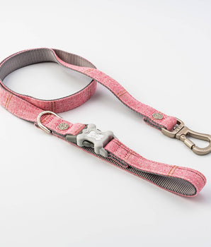 Hundeleine aus Tweed – rosa kariert