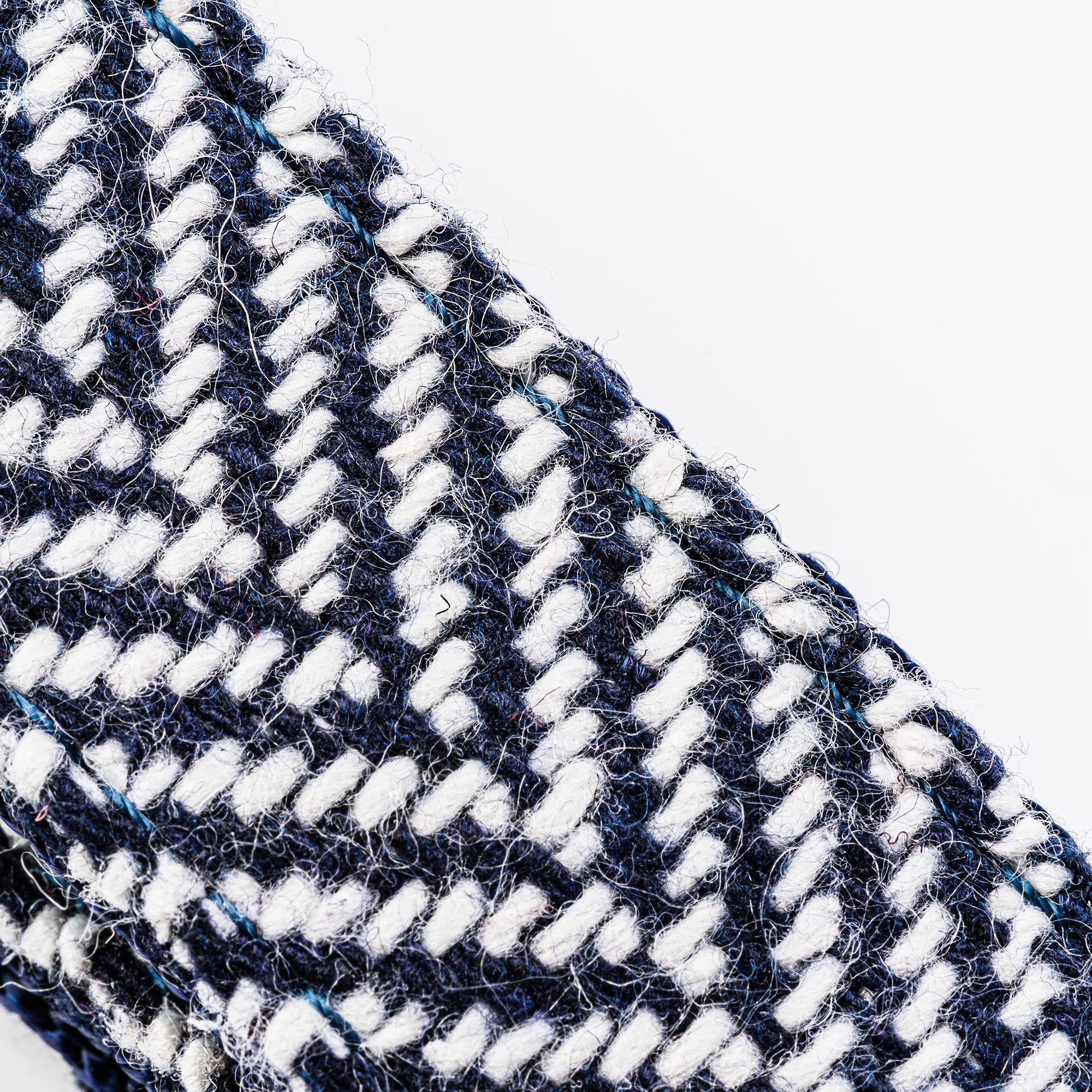 Tweed Dog Collar Navy Herringbone Hugo & Hudson London