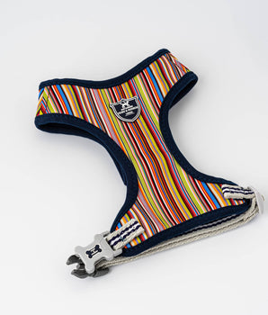 Fabric Dog Harness - Striped Multi-colour